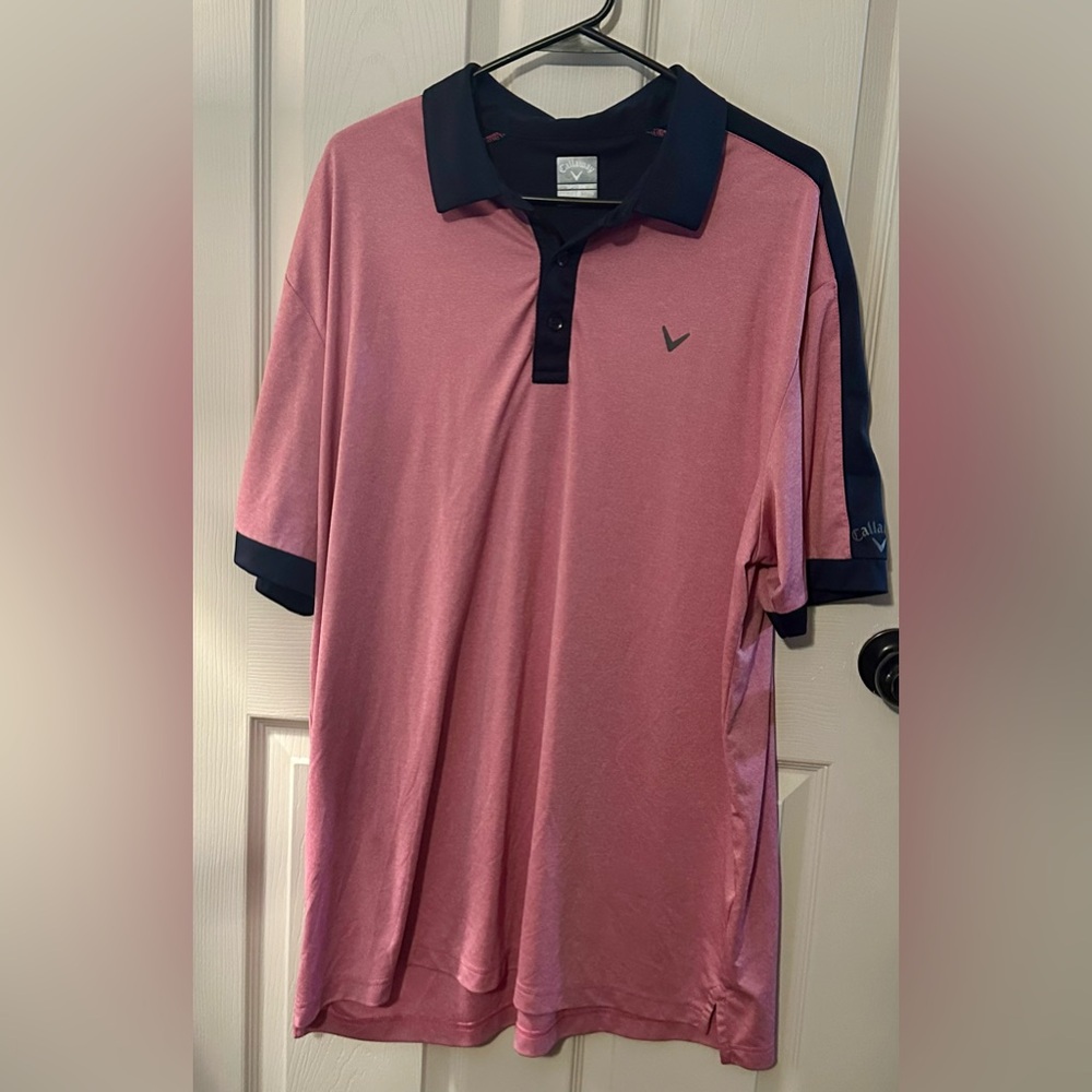 Callaway Men's Pink and Navy Polo Shirt